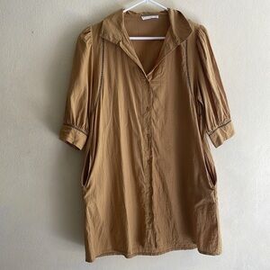 Tan Button-Up Dress